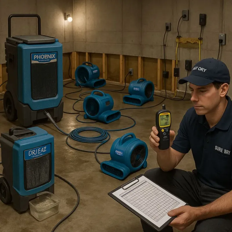 Structural Drying and Dehumidification process in Alpine, TX